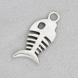 Alloy Fish Bone Shape DIY Charms 12*26mm 100pcs