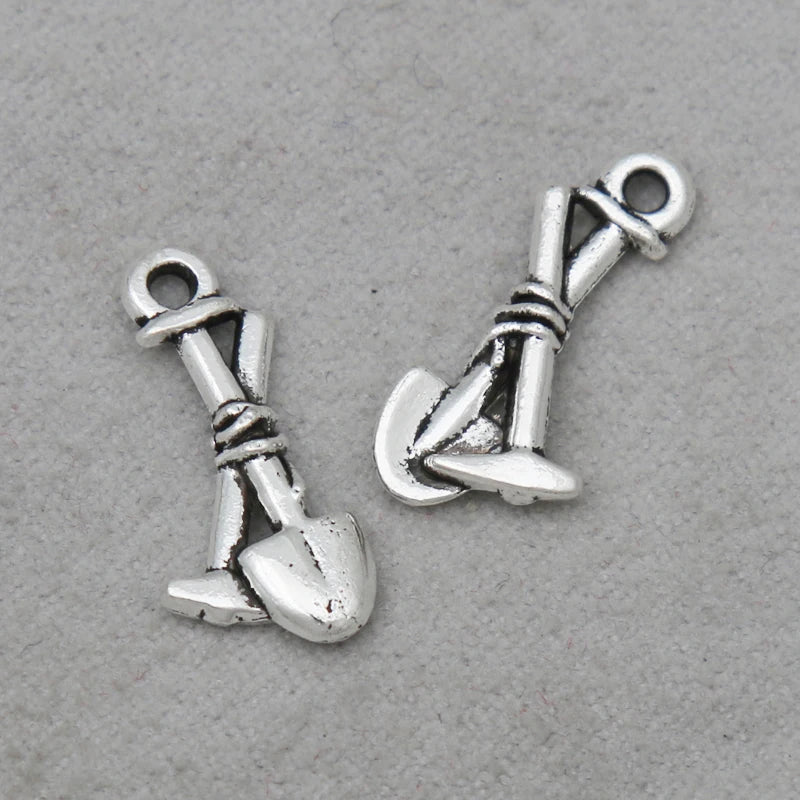 Vintage Shovel & Pickaxe Charms For Farmer 10*19mm 100pcs