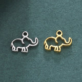 Hollow Elephant Necklace Stainless Steel Charms 8*10mm 30pcs