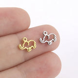 Hollow Elephant Necklace Stainless Steel Charms 8*10mm 30pcs
