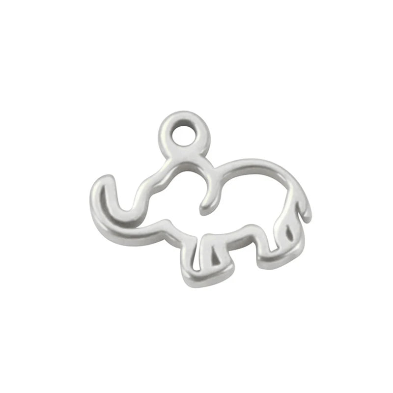 Hollow Elephant Necklace Stainless Steel Charms 8*10mm 30pcs