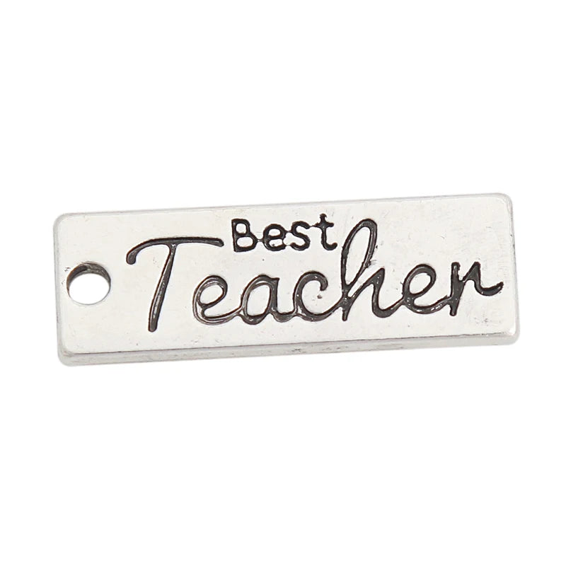Vintage Teacher Message Charms Dog Tag Charms 10*29mm 50pcs AAC017