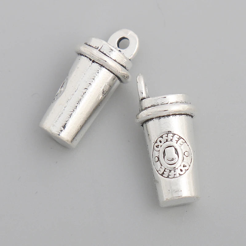 3D Coffee Cup Jewelry Charms DIY Alloy Charms 10*21mm 20pcs
