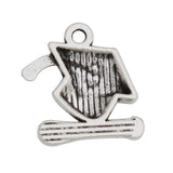 Vintage Alloy Graduation Cap Metal Charms for Graduate School 100pcs