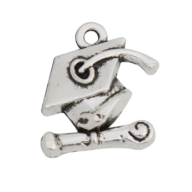 Vintage Alloy Graduation Cap Metal Charms for Graduate School 100pcs