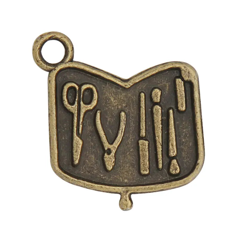 Vintage Alloy Nail Scissors Suit Charms Daily Use Tools Pendant Charms 100pcs