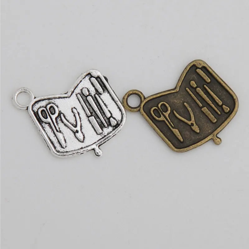 Vintage Alloy Nail Scissors Suit Charms Daily Use Tools Pendant Charms 100pcs