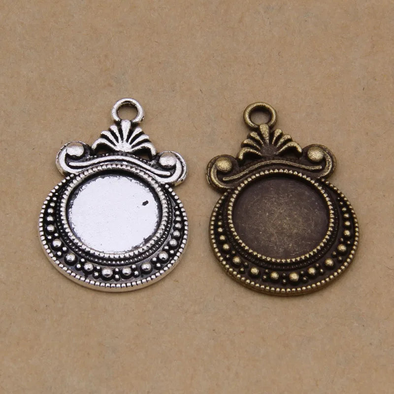 Vintage Alloy Tray Base Charms DIY Blank Photo Frame Charms 20*29mm 50pcs