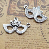 Vintage Two Tone Alloy Party Mask Charms 16*26mm 100pcs