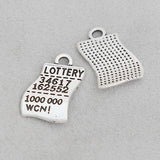 Antique Silver Lottery Ticket Alloy Message Charms 13mm