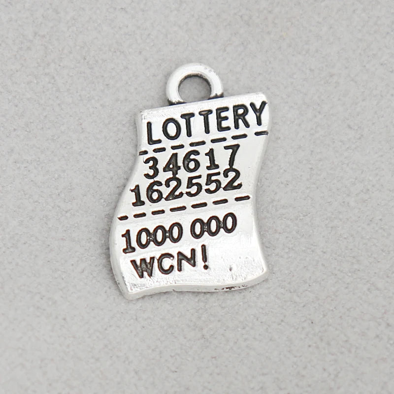 Antique Silver Lottery Ticket Alloy Message Charms 13mm