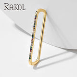 Rainbow Cz Zirconia Ear Cuff Rectangle Clip Earrings