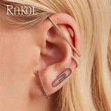 Rainbow Cz Zirconia Ear Cuff Rectangle Clip Earrings
