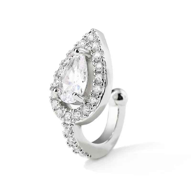 Teardrop CZ No Piercing Ear Cuff Clip for Women