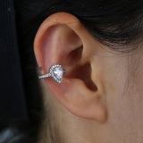 Teardrop CZ No Piercing Ear Cuff Clip Earring Women