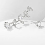 Heart Ear Clips Earrings CZ Paper Clip Studs