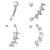 Heart Ear Clips Earrings CZ Paper Clip Studs