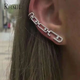 Heart Ear Clips Earrings CZ Paper Clip Studs