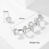 Heart Ear Clips Earrings CZ Paper Clip Studs