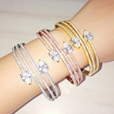 Zirconia Cuff Bracelets for Women Wedding Party Jewelry