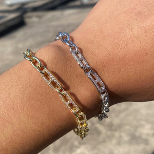 Geometric CZ Chain Bracelet for Women with Extension Chain