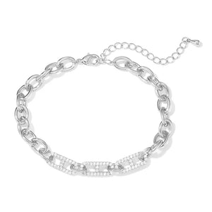 Geometric CZ Chain Bracelet for Women with Extension Chain