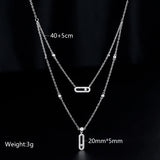 Double Layer Zircon Necklaces Woman Tag Shape Pendants Choker Necklace
