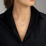Double Layer Zircon Necklaces Woman Tag Shape Pendants Choker Necklace