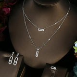 Double Layer Zircon Necklaces Woman Tag Shape Pendants Choker Necklace