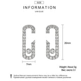 Geometric Paper Clip Stud Earrings with Cubic Zircon - Women's Jewelry