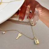 Key Lock Necklace Delicate Collar Chain Ladies Jewelry