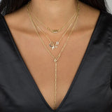 RAKOL INS Lightning Paperclip Pin Tiny CZ Pave Zircon Clavicle Choker Necklace