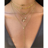 RAKOL INS Lightning Paperclip Pin Tiny CZ Pave Zircon Clavicle Choker Necklace