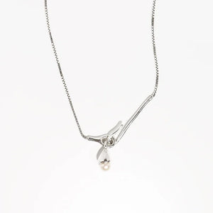 Pearl Pendant Necklace Silver Plated Hook Choke Loop Jewelry