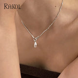 Pearl Pendant Necklace Silver Plated Hook Choke Loop Jewelry