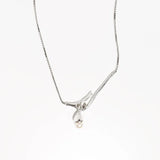 Pearl Pendant Necklace Silver Plated Hook Choke Loop Jewelry