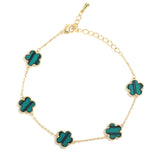 Colorful 5 Leaf Flower Charms Bracelet for Women Stainless Steel Clover Jewelry