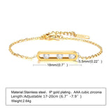 RAKOL CZ Zirconia Crystals Tennis Bracelets Women Stainless Steel Chain