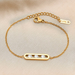 RAKOL CZ Zirconia Crystals Tennis Bracelets Women Stainless Steel Chain