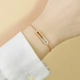 RAKOL CZ Zirconia Crystals Tennis Bracelets Women Stainless Steel Chain