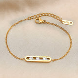 RAKOL CZ Zirconia Crystals Tennis Bracelets Women Stainless Steel Chain