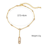 RAKOL CZ Oval Pendant Anklets for Women Beach Accessories