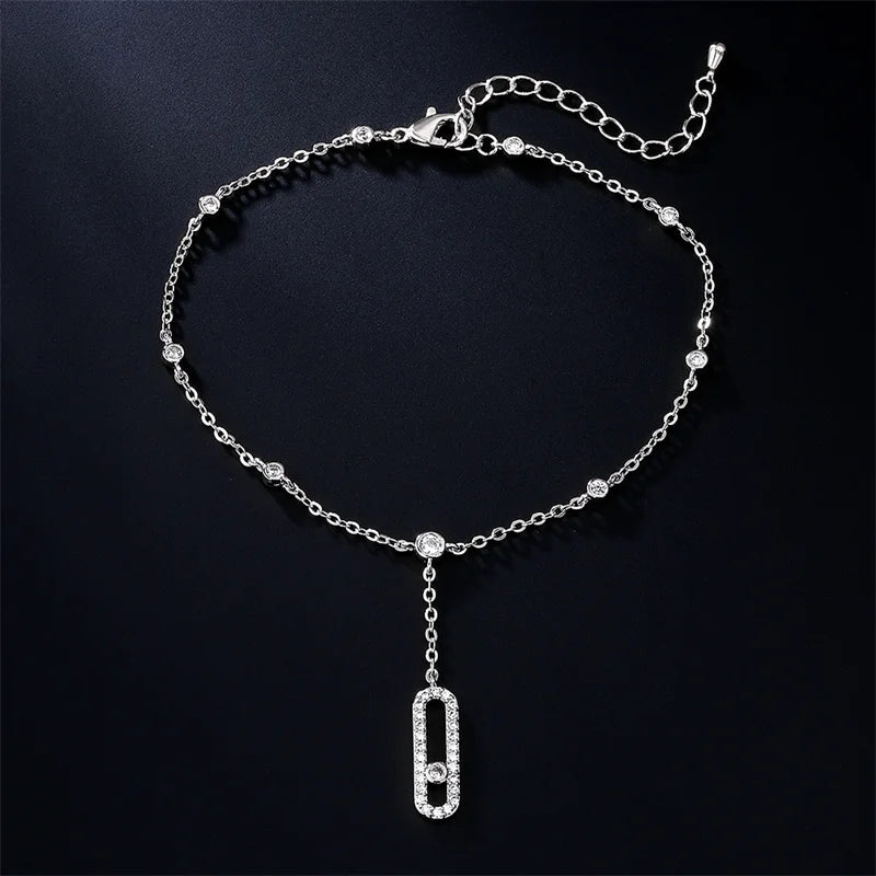 RAKOL CZ Oval Pendant Anklets for Women Beach Accessories