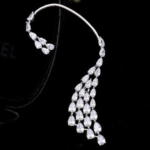 RAKOL Zirconia Ear Clips Adjustable Ear Cuff Silver Marquise Earrings