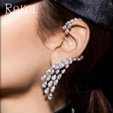 RAKOL Zirconia Ear Clips Adjustable Ear Cuff Silver Marquise Earrings