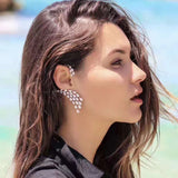 RAKOL Zirconia Ear Clips Adjustable Ear Cuff Silver Marquise Earrings