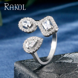 Geometric CZ Open Adjustable Ring for Women Anniversary Gift
