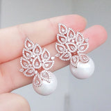 Zircon Flower Stud Earrings Wedding Jewelry