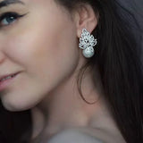 Zircon Flower Stud Earrings Wedding Jewelry