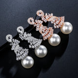 Zircon Flower Stud Earrings Wedding Jewelry